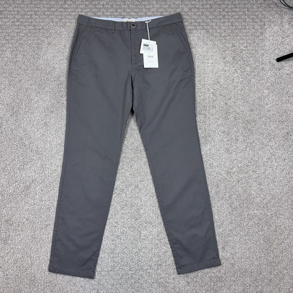 Perk Pants Mens 36x34 Gray Feel Good Chinos Slim Fit Stretch Casual Work